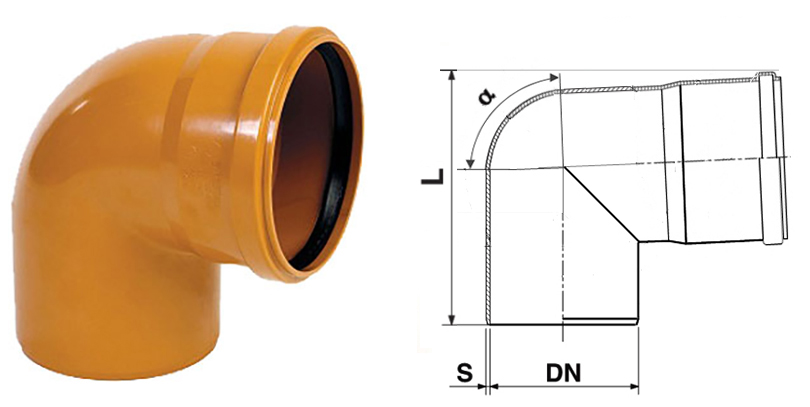 Коліно 315 мм, 87.5°, ПВХ, PESTAN